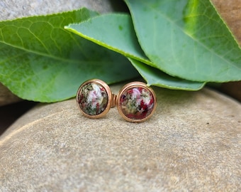 EARRINGS made from your preserved Wedding or Memorial Flowers or Pet Cremains or Fur  Custom Bridal or Funeral Keepsake   FLORA - Gold Toned