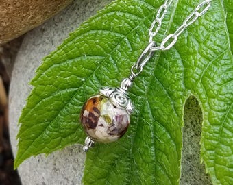 PENDANT Necklace Charm made from your preserved Wedding Memorial Flowers or Pet Cremains or Fur Custom Bridal Funeral Keepsake  DECO DAISY