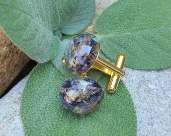 CUFFLINKS made from your preserved Wedding or Memorial Flowers Pet Cremains Fur Custom Bridal or Funeral Keepsake - CANYON