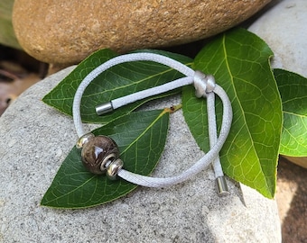 BRACELET - Preserved Wedding Funeral Memorial Flowers Pet Cremains Fur Custom Keepsake - Adjustable Single Sliding Knot SATIN NYLON Cording