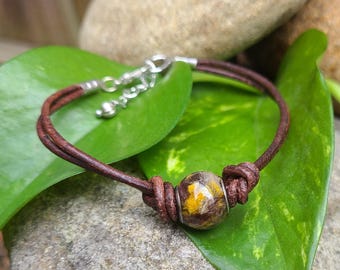 BRACELET made from your preserved Wedding Memorial Flowers Pet Cremains or Fur Custom Bridal or Funeral Keepsake - Double-Strand LEATHER