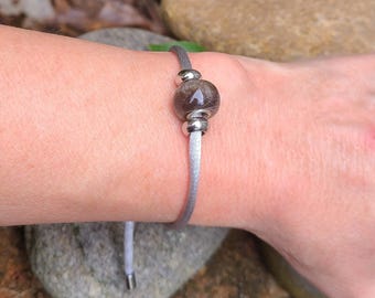 BRACELET - Preserved Wedding Funeral Memorial Flowers Pet Cremains Fur Custom Keepsake - Adjustable Single Sliding Knot SATIN NYLON Cording