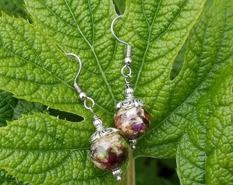 EARRINGS made from your preserved Wedding or Memorial Flowers or Pet Cremains or Fur  Custom Bridal or Funeral Keepsake   DECO DAISY