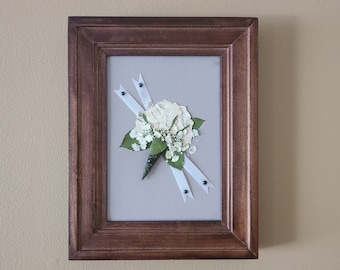 PRESSED Flower Keepsake on Canvas made from your preserved Wedding / Memorial Petals Custom Bridal  Funeral Wall Art - BOUTONNIERE / CORSAGE