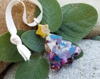 Ornament made from your preserved Wedding or Memorial Flowers or Pet Cremains or Fur Custom Bridal or Funeral Keepsake CHRISTMAS TREE