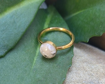 Round Gold Plated Cabochon RING made from your preserved Wedding Memorial Flowers or Pet Cremains Fur Custom Bridal Funeral Keepsake
