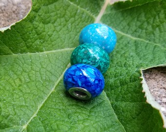 European CHARM BEAD made from your preserved Wedding or Memorial Flowers or Pet Cremains or Fur  Custom Bridal or Funeral Keepsake