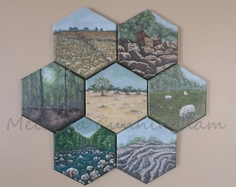 Original Fine Art Painting - Acrylic on Canvas By Melinda Cunningham - Total Size approx. 20" x 20" - "Resources"