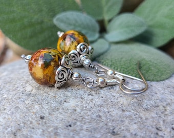 EARRINGS made from your preserved Wedding or Memorial Flowers or Pet Cremains or Fur  Custom Bridal or Funeral Keepsake   DECO DAISY