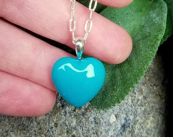 HEART PENDANT Necklace made from your preserved Wedding or Memorial Flowers or Pet Cremains Fur Custom Bridal or Funeral Keepsake