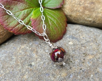 PENDANT Necklace Charm made from your preserved Wedding Memorial Flowers or Pet Cremains or Fur Custom Bridal Funeral Keepsake  DEW DROP