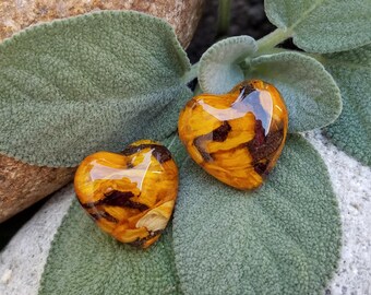 EARRINGS made from your preserved Wedding or Memorial Flowers or Pet Cremains or Fur  Custom Bridal or Funeral Keepsake  - HEART