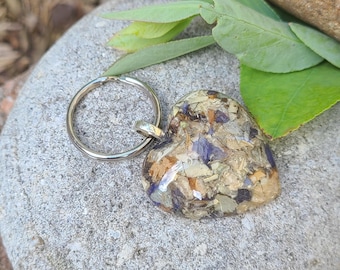 KEY RING made from your preserved Wedding or Memorial Flowers Pet Cremains or Fur Custom Bridal or Funeral Keepsake - Small HEART