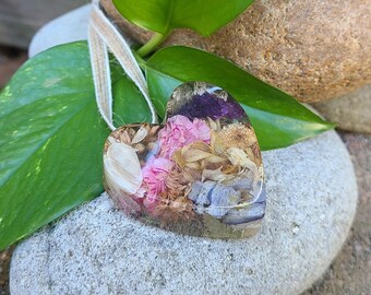 Ornament made from your preserved Wedding or Memorial Flowers or Pet Cremains or Fur Custom Bridal or Funeral Keepsake - SMALL HEART