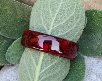 9mm RING BAND made from your preserved Wedding or Memorial Flowers or Pet Cremains or Fur  - Custom Bridal or Funeral Keepsake