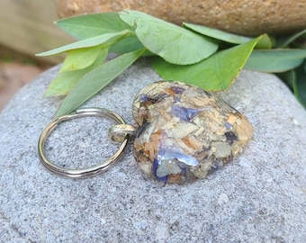 KEY RING made from your preserved Wedding or Memorial Flowers Pet Cremains or Fur Custom Bridal or Funeral Keepsake - Small HEART