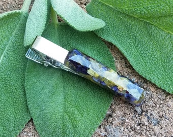 TIE BAR made from your preserved Wedding or Memorial Flowers Pet Cremains or Fur Custom Bridal or Funeral Keepsake