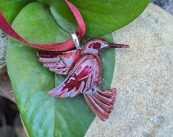 Ornament made from your preserved Wedding or Memorial Flowers or Pet Cremains or Fur Custom Bridal or Funeral Keepsake - HUMMINGBIRD