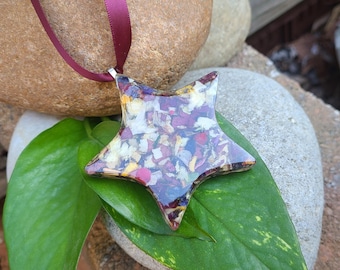 Ornament made from your preserved Wedding or Memorial Flowers or Pet Cremains or Fur Custom Bridal or Funeral Keepsake - STAR
