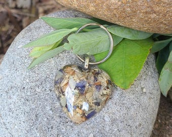 KEY RING made from your preserved Wedding or Memorial Flowers Pet Cremains or Fur Custom Bridal or Funeral Keepsake - Small HEART