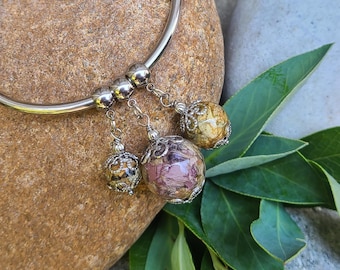 Round BEAD CHARM made from your preserved Wedding or Memorial Flowers or Pet Cremains or Fur Custom Bridal or Funeral Keepsake - BUTTERCUP
