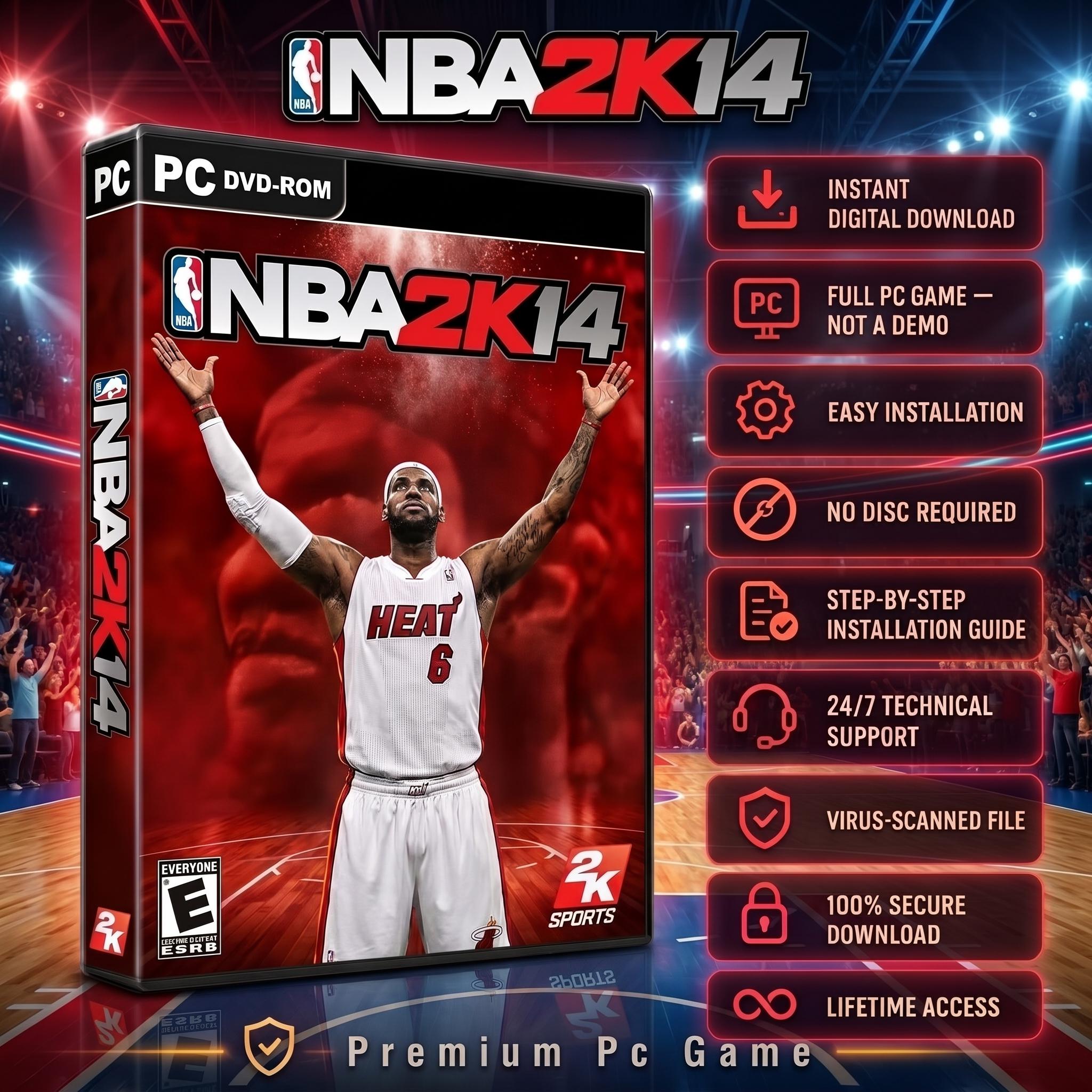 NBA 2K14 PC Game Digital Download Basketball Simulation Instant Access Installation Guide