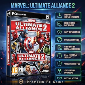 Marvel: Ultimate Alliance II  | PC Game | Digital Download | Action RPG | Super Hero Team | Instant Access | Installation Guide