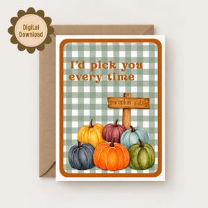 Printable Pumpkin Greeting or Birthday Card | 4.25x5.5 | Handmade Watercolor: 8.5x11 PDF with 2 Cards