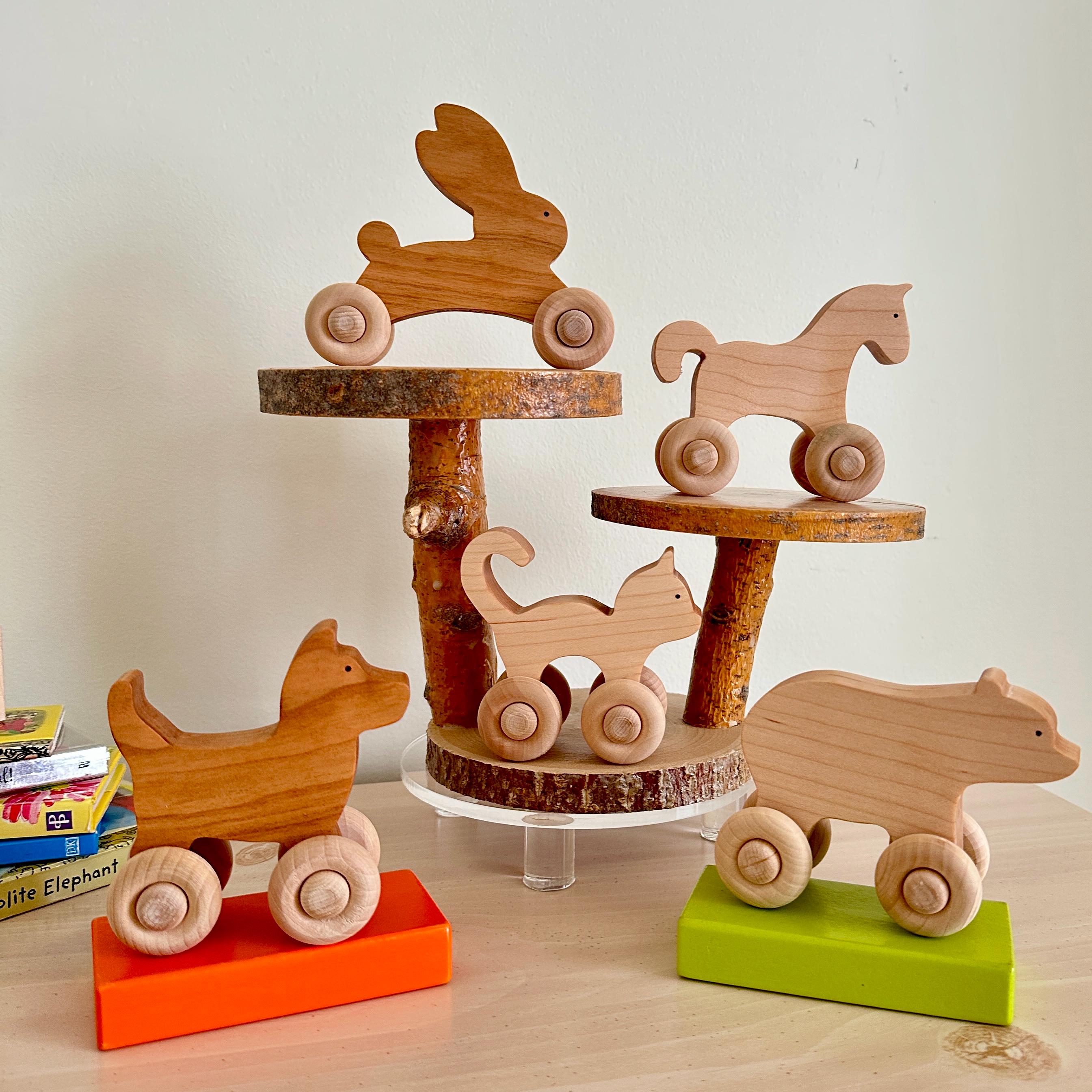 Rolling Hand Made Wooden Toys Pony Bear Bunny Puppy Kitty - Etsy