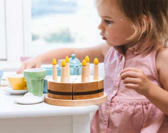 Birthday Cake,  Happy Birthday party, celebrate, wooden fudge stripe cake, perfect for that playroom party, toddler birthday gift, candles.