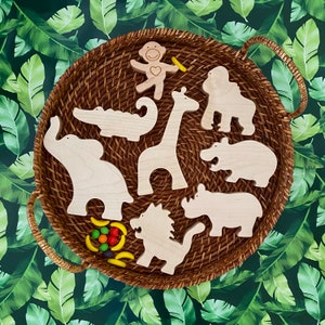 Animali dello zoo, giocattoli di legno, cameretta safari, regalo per neonati, giocattolo per bambini piccoli, baby shower, sala giochi, elefante, Montessori, ispirato a Waldorf, giraffa, fantastico