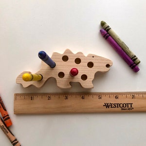 Dinosaurs, wooden toys, unique toddler gift, Montessori, Waldorf preschool fun,creative, imagination, organize, coloring, crayon holder, fun image 9