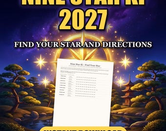 Nine Star Ki 2027 Direction Chart, Japanese Feng Shui Printable, Instant Download PDF