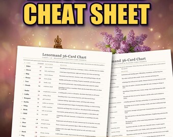 Lenormand Cheat Sheet Printable, 36 Card Meanings, Love Work Money (PDF)