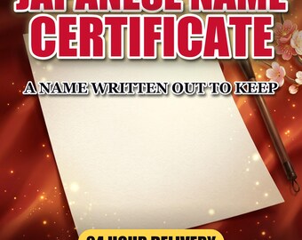 Japanese Name Certificate PDF, Name Meaning Keepsake, New Baby Naming Gift, Within 24 Hours