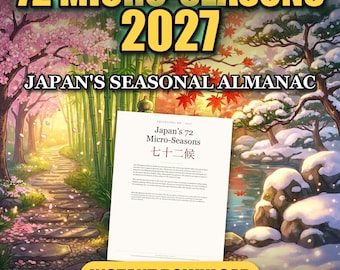Japanese 72 Micro-Seasons Calendar 2027 Printable, Shichijuni-ko Seasonal Almanac with Kanji and Dates PDF