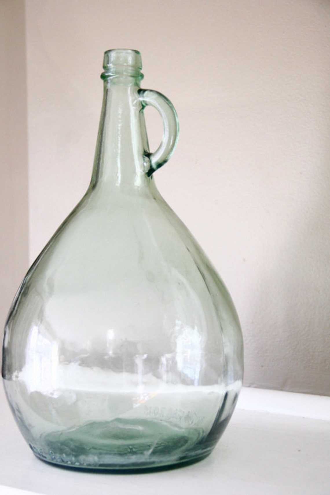 Vintage Green Glass Bottle with Handle One Gallon Demijohn Etsy