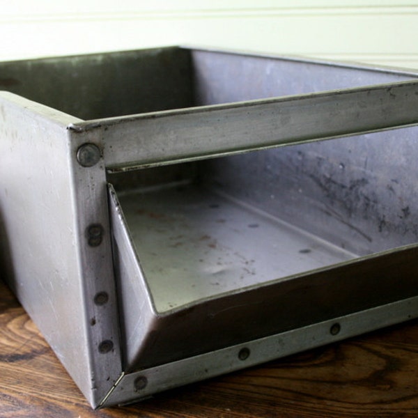 Industrial Metal Gray Vintage Bin/Box Factory Storage