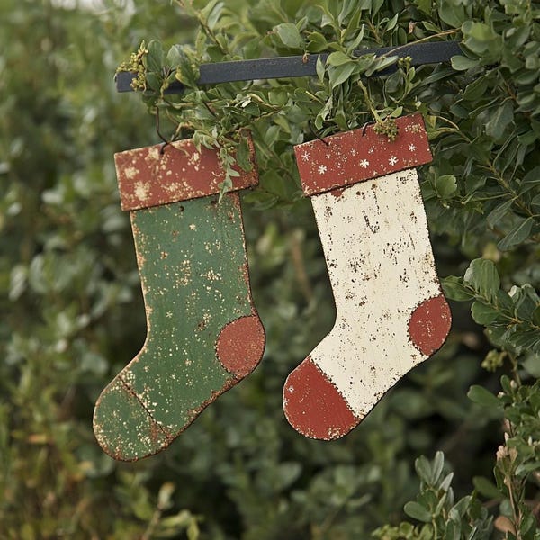 Vintage Christmas Stocking Metal Hanging Decor - Garden Decor