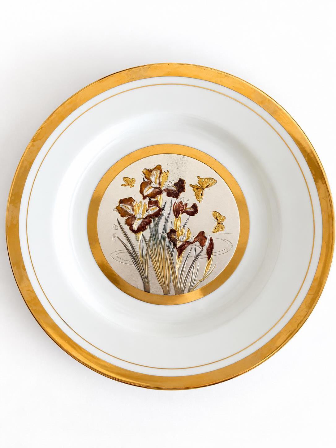 円形アートプレート 金色装飾 Decorative plate japanese with gold - Etsy 日本