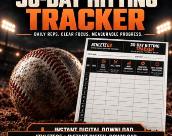 30-Day Baseball Hitting Tracker | Practice & Training Journal PDF