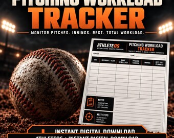 Baseball Pitching Workload Tracker | Pitch Count & Recovery Log PDF