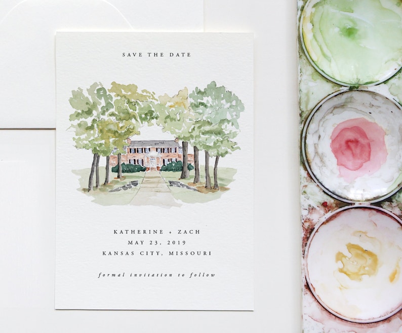 Custom illustrated Wedding invitation Custom Illustrated Save the Date Venue Save the Date Venue Illustration