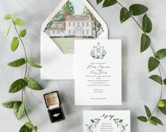 Custom Illustrated Wedding Invitation Hand painted Invitation, Digital Printable DIY Invites, Wedding Portrait, DIY wedding, vintage wedding