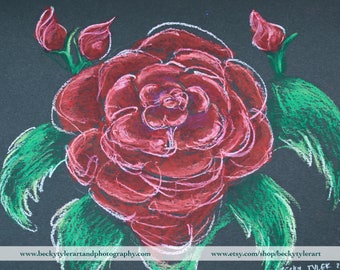 Oil Pastel Red Rose Etsy
