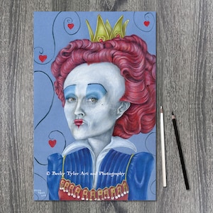 Rote Königin Kunstdruck: Alice im Wunderland Bleistift & Aquarellzeichnung