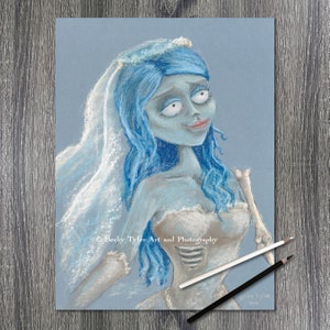Corpse Bride Drawing, Fan Art, Movie Art, Pastel Drawing, Pastel Art, Movie Fan Art, Pastel Art, Gothic Art, Wall Art, Wall Decor, 11x17