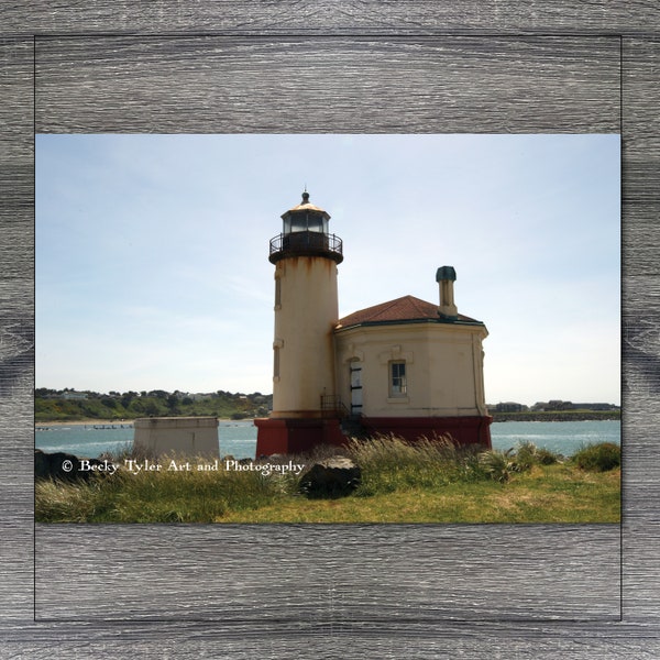 Coquille Lighthouse, Digital Photography, Archival Print, Nautical Decor, Nautical Print, Nautical, Lighthouse Print, Giclee Prints