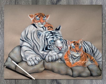 Tiger Original Drawing, Tiger Art, Tiger Wall Art, Tiger Decor, Bengal Tiger, Siberian Tiger, Cottagecore, Cabin Decor, Farmhouse Decor