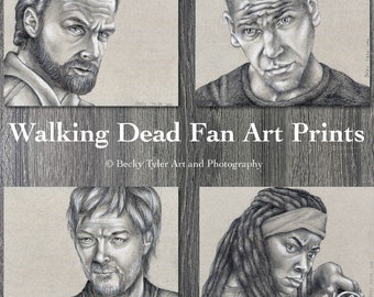 Walking Dead Fan Art Prints, Drawing, Pencil Drawing, The Walking Dead, Art, Horror Art, Wall Art, Movie Art